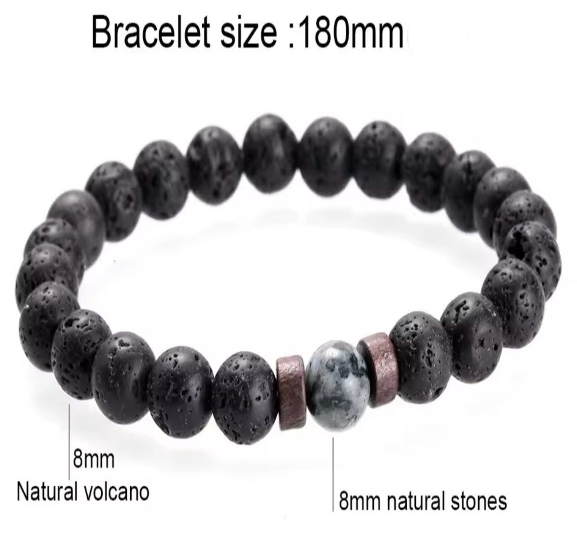 Bracelet ERON en Pierre Volcanique (Homme)